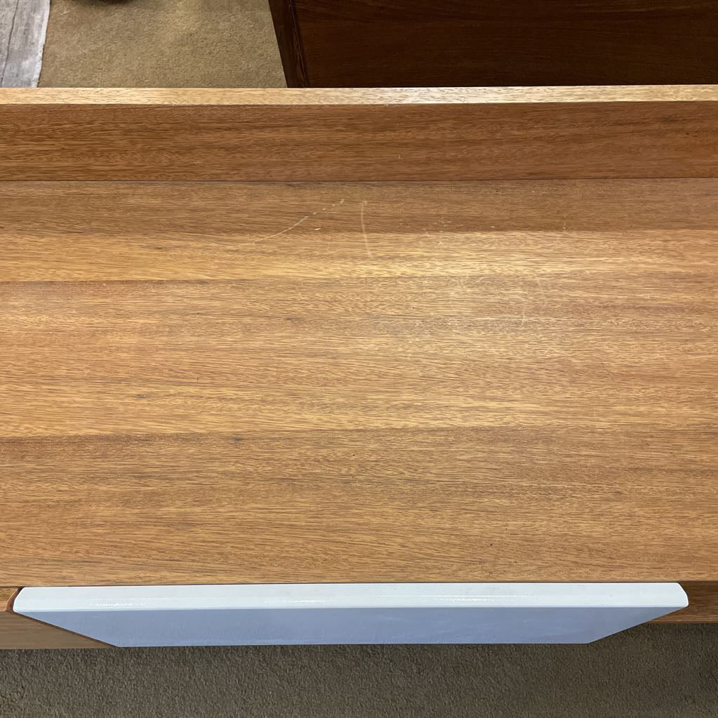 Contemporary Wooden Media Stand with White Drawer AS IS
