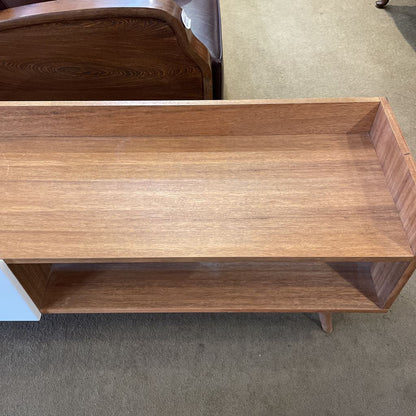 Contemporary Wooden Media Stand with White Drawer AS IS