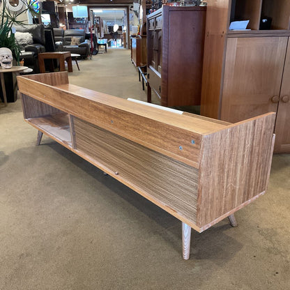 Contemporary Wooden Media Stand with White Drawer AS IS