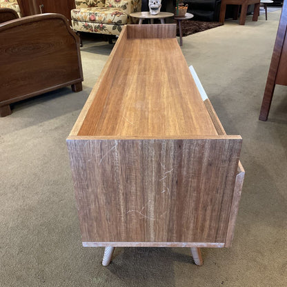 Contemporary Wooden Media Stand with White Drawer AS IS
