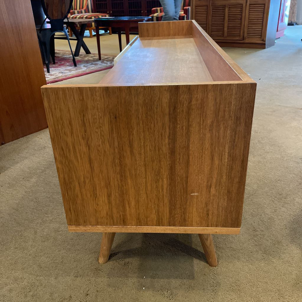 Contemporary Wooden Media Stand with White Drawer AS IS