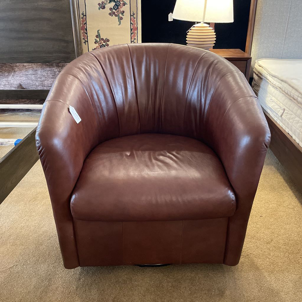 Brown Leather Swivel Chair