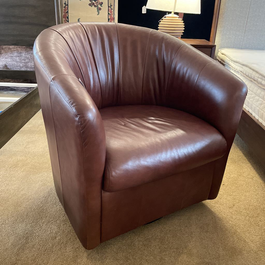 Brown Leather Swivel Chair