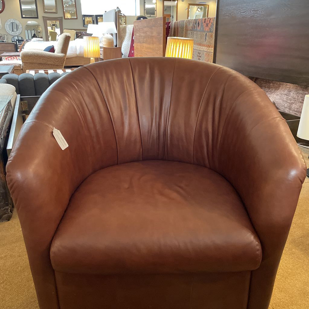 Brown Leather Swivel Chair