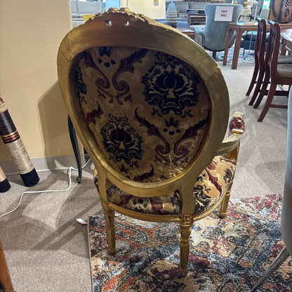 French Rococo Style Gold Painted Accent Chair