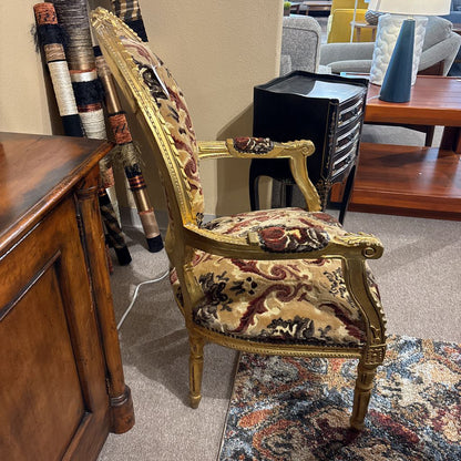 French Rococo Style Gold Painted Accent Chair