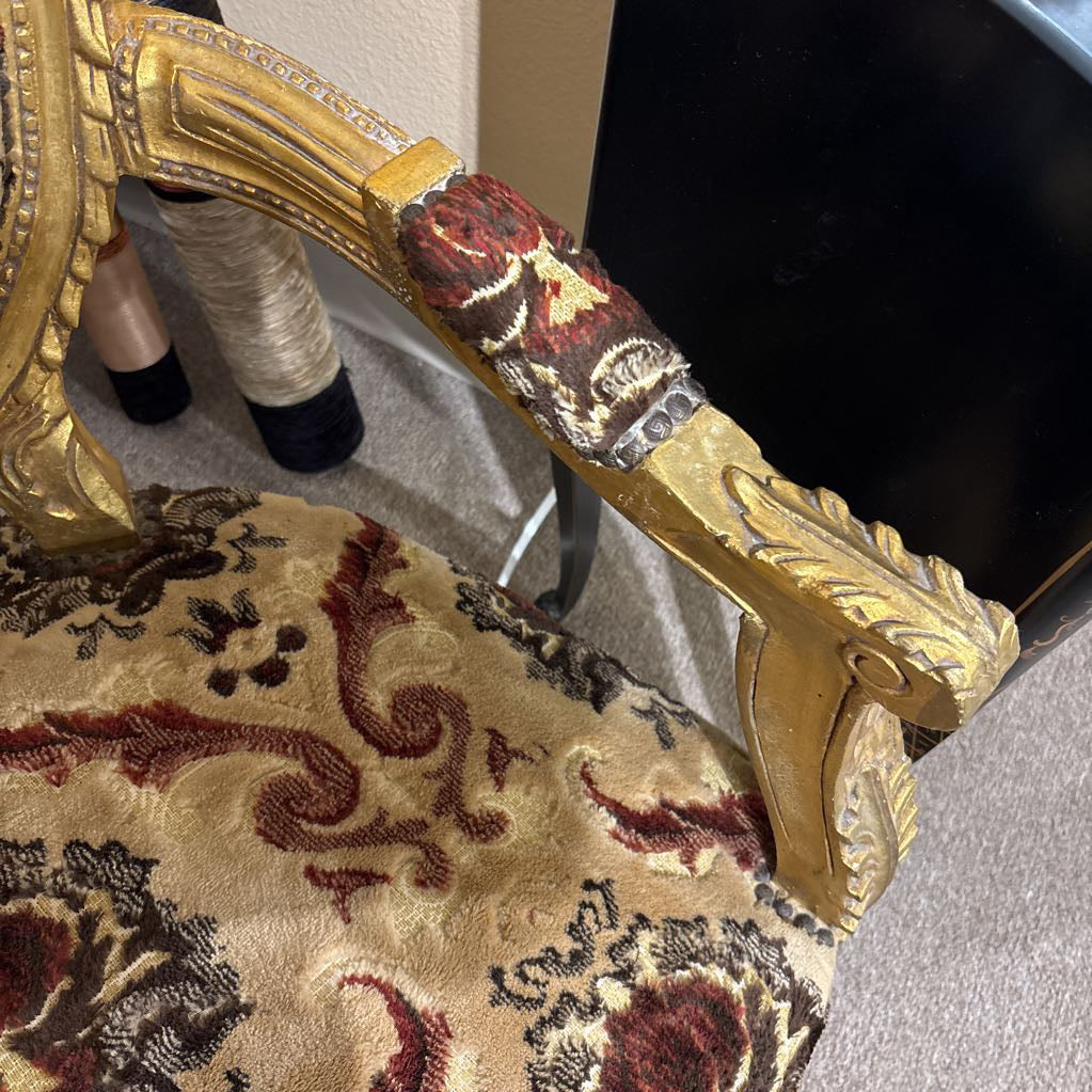 French Rococo Style Gold Painted Accent Chair