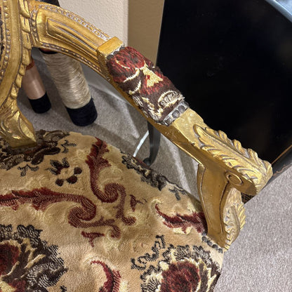 French Rococo Style Gold Painted Accent Chair