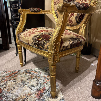French Rococo Style Gold Painted Accent Chair