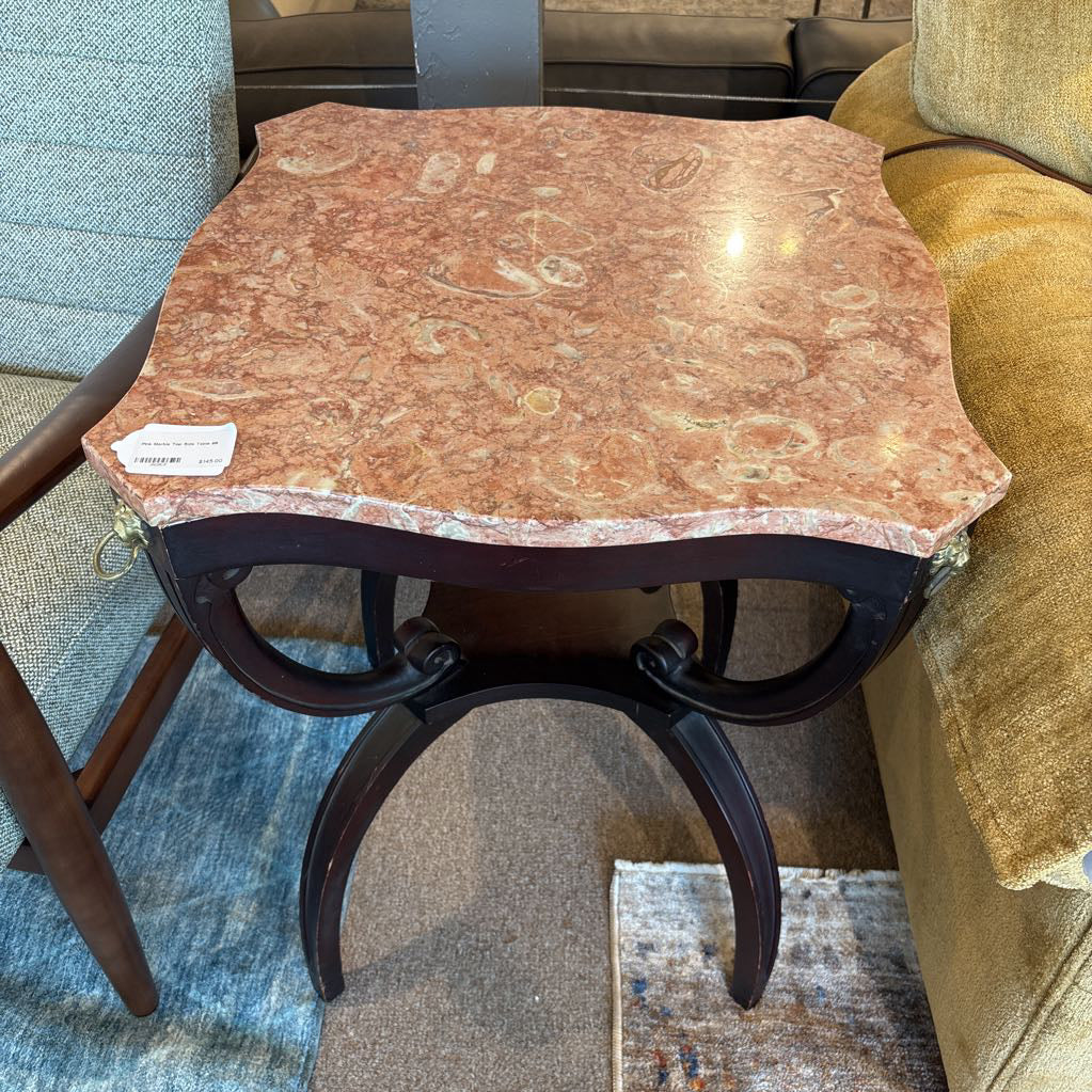 Pink Marble Top Side Table