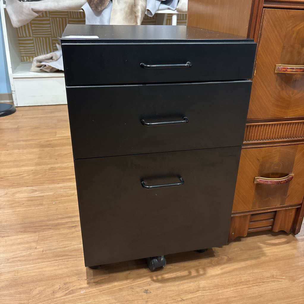 Black 3 Drawer Wheeled File Cabinet C CABINETS