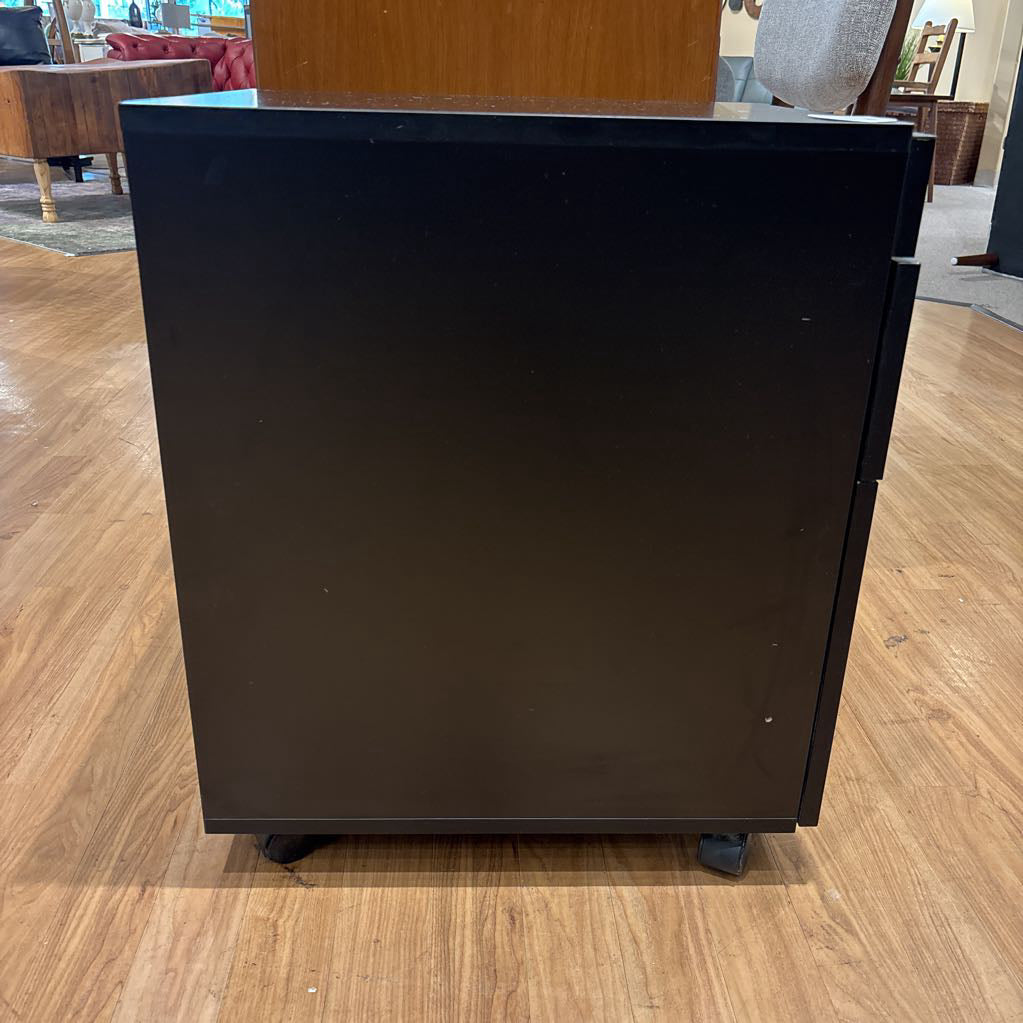 Black 3 Drawer Wheeled File Cabinet C CABINETS