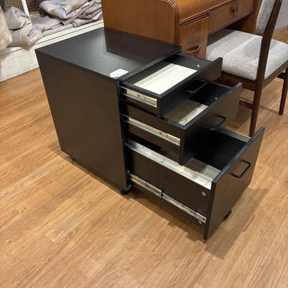 Black 3 Drawer Wheeled File Cabinet C CABINETS