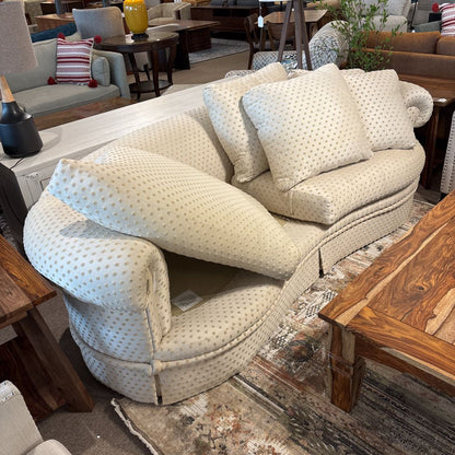 Two-Toned Textured Curved Off White Sofa