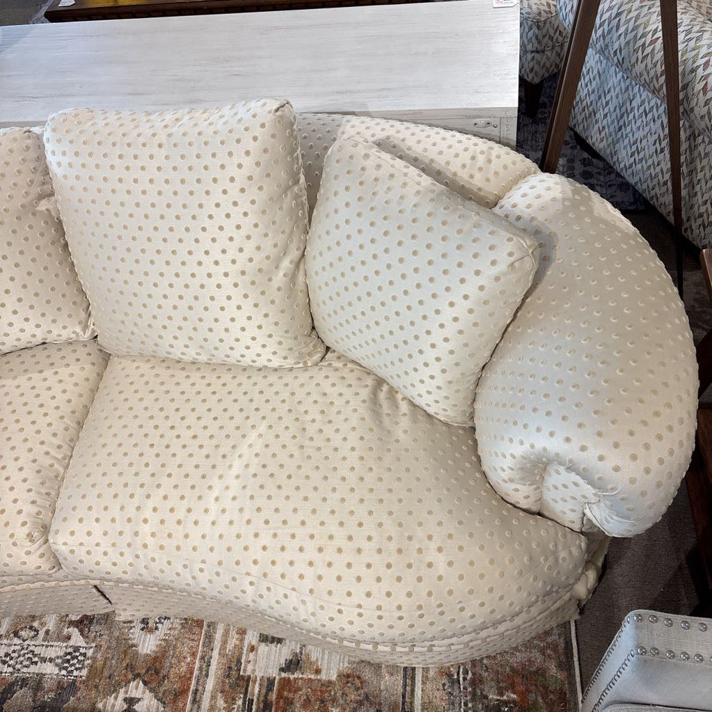 Two-Toned Textured Curved Off White Sofa