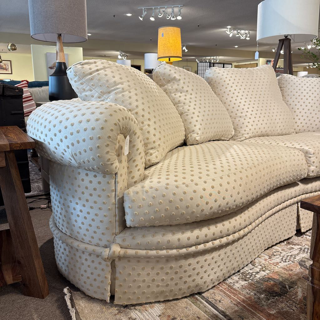 Two-Toned Textured Curved Off White Sofa
