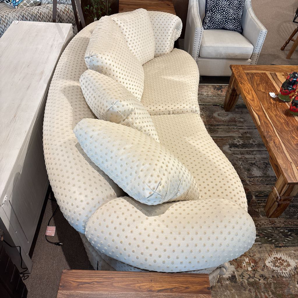 Two-Toned Textured Curved Off White Sofa
