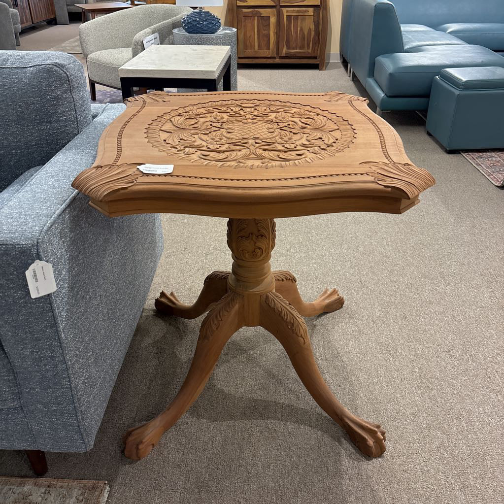 Unfinished Pedestal Wood Side Table