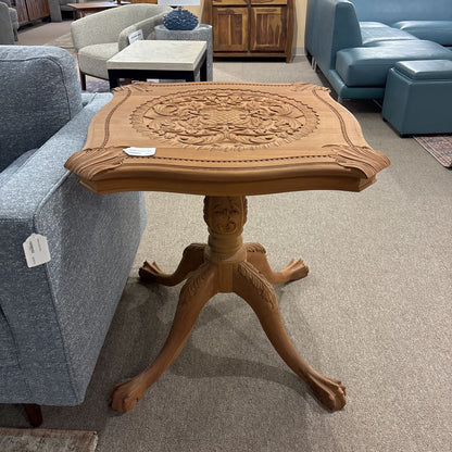 Unfinished Pedestal Wood Side Table