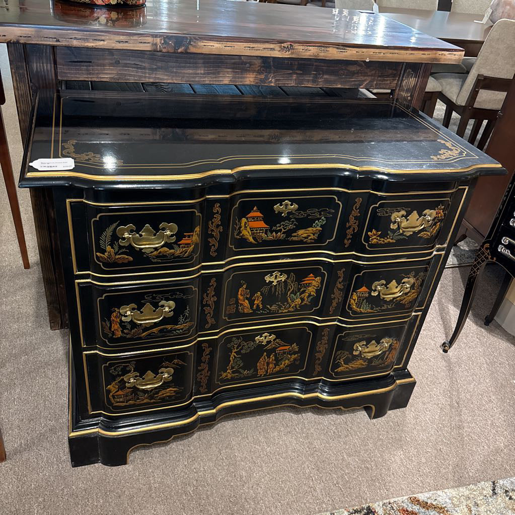 Black 3 Drawer Rococo Style Chest