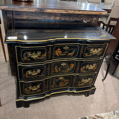 Black 3 Drawer Rococo Style Chest