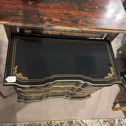 Black 3 Drawer Rococo Style Chest