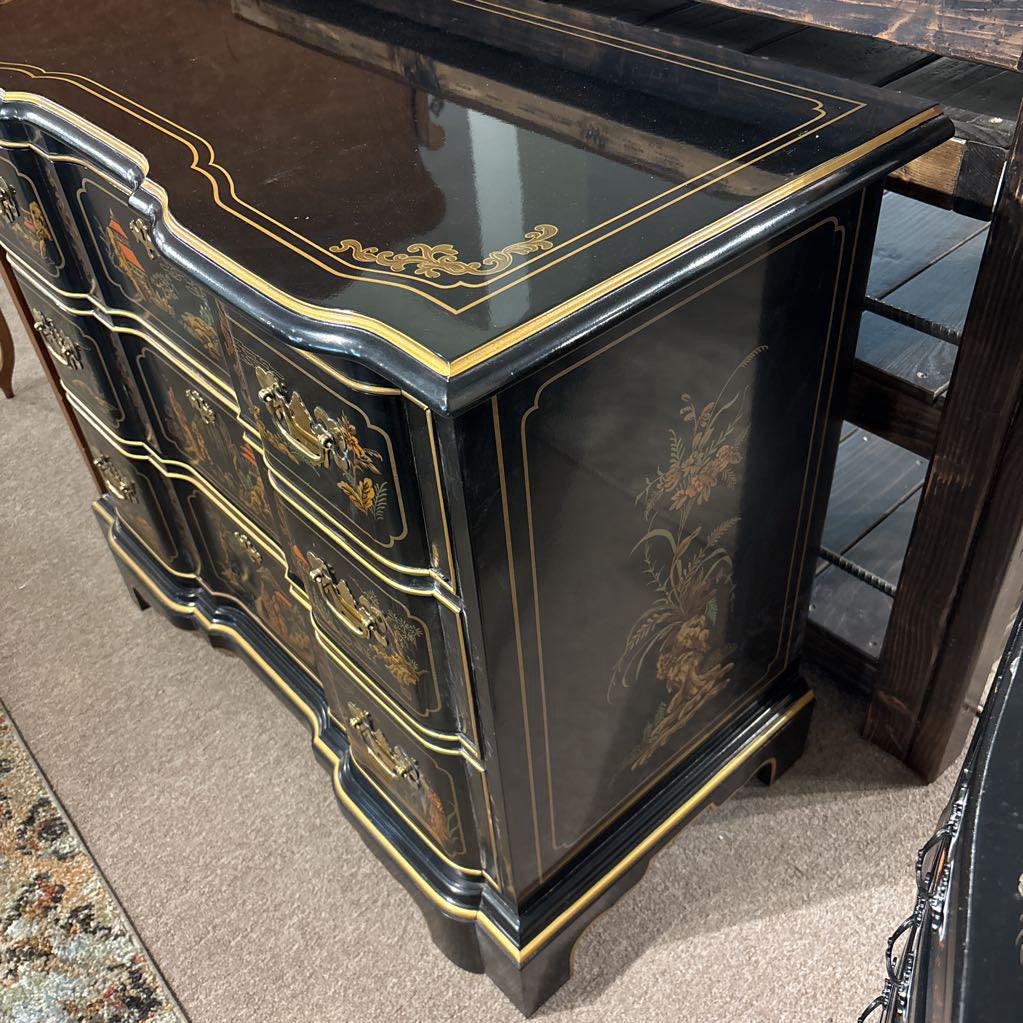 Black 3 Drawer Rococo Style Chest