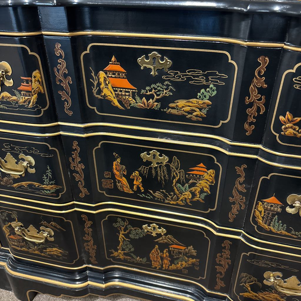 Black 3 Drawer Rococo Style Chest