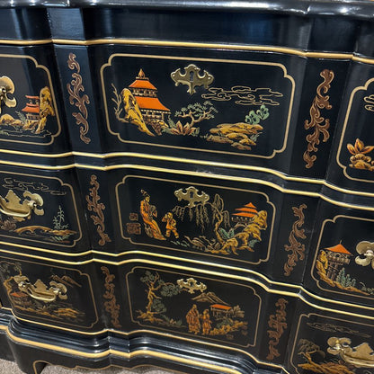 Black 3 Drawer Rococo Style Chest