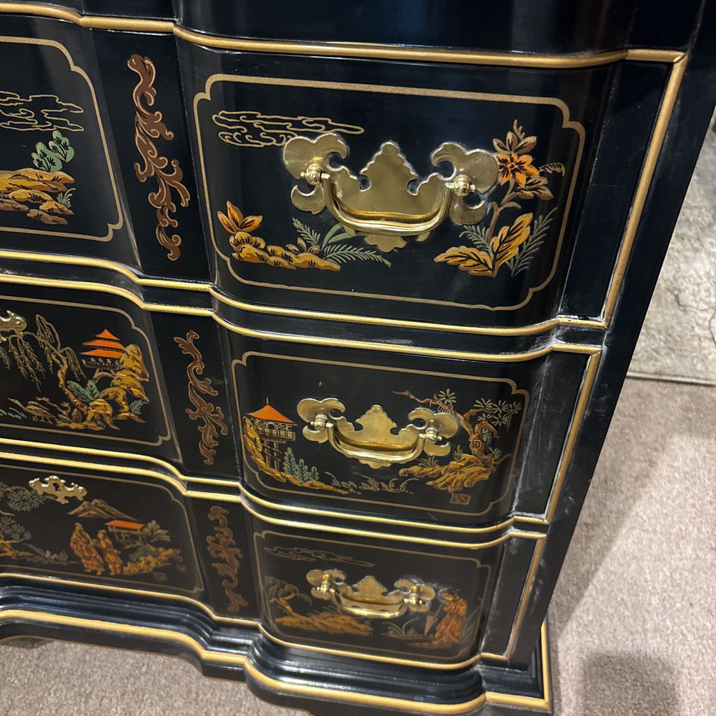 Black 3 Drawer Rococo Style Chest