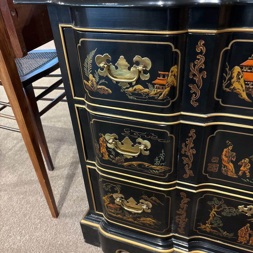 Black 3 Drawer Rococo Style Chest