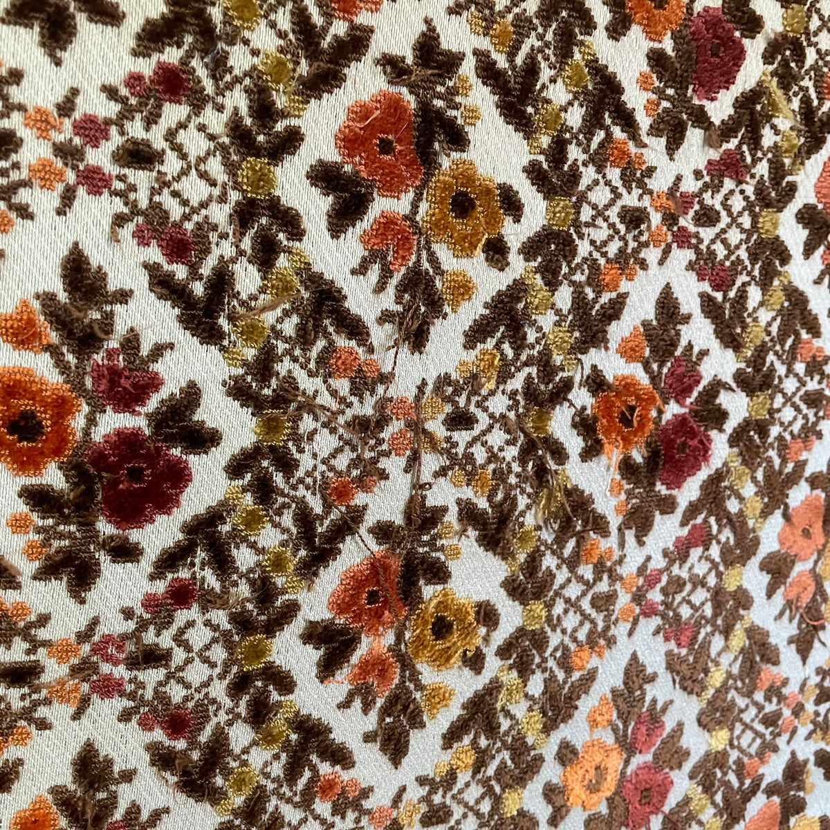 Eastlake Victorian Rocker with Brown, Yellow & Orange Florals U ACCENT CHAIRS