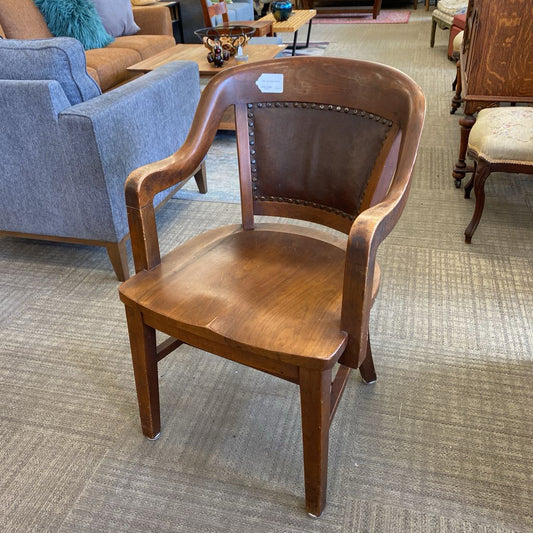 Antique Wood Banker Chair U ACCENT CHAIRS