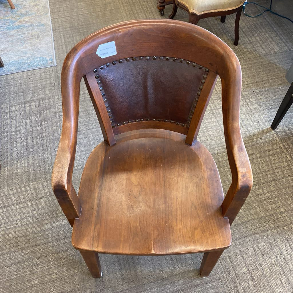 Antique Wood Banker Chair