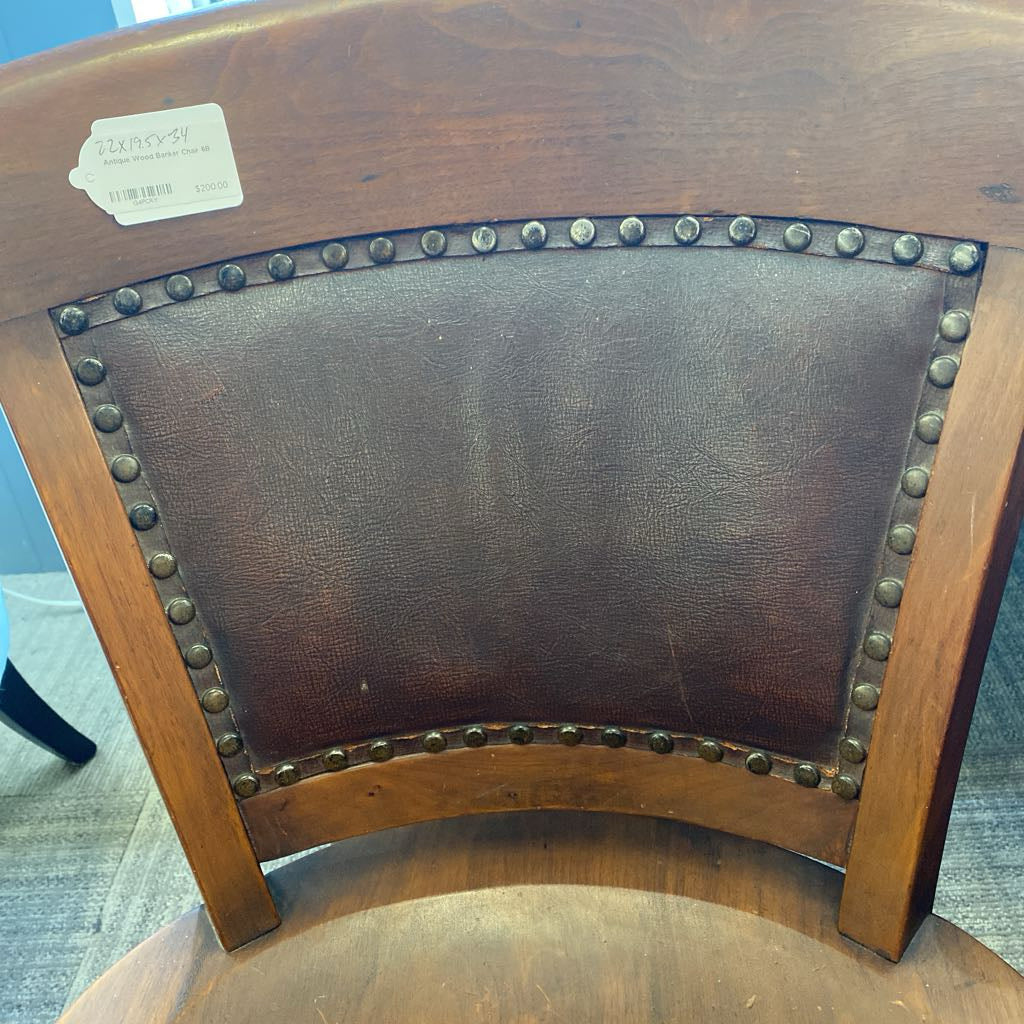 Antique Wood Banker Chair