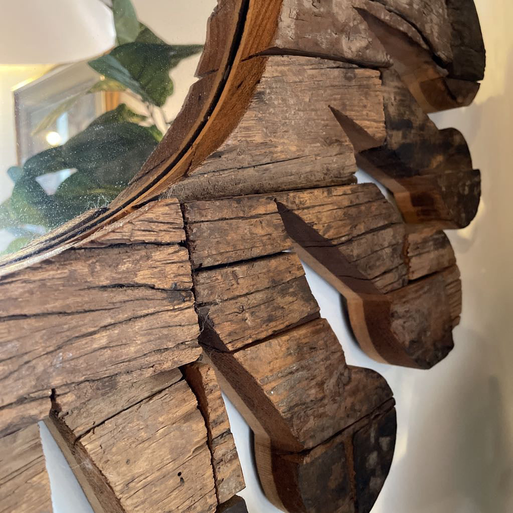 Reclaimed Wood Sun Mirror