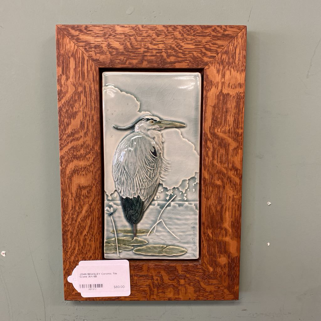 JOHN BEASLEY Ceramic Tile Crane Art