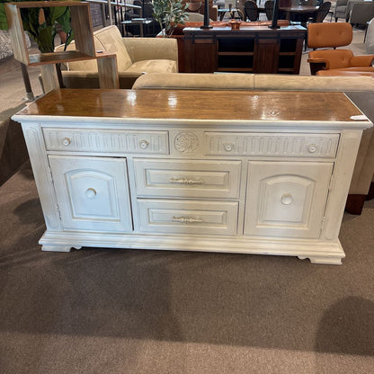 White Painted Distressed Sideboard