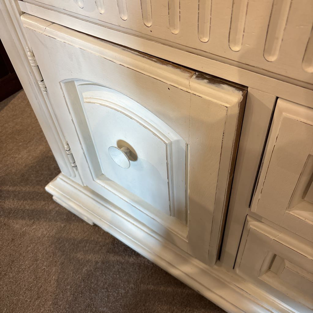 White Painted Distressed Sideboard
