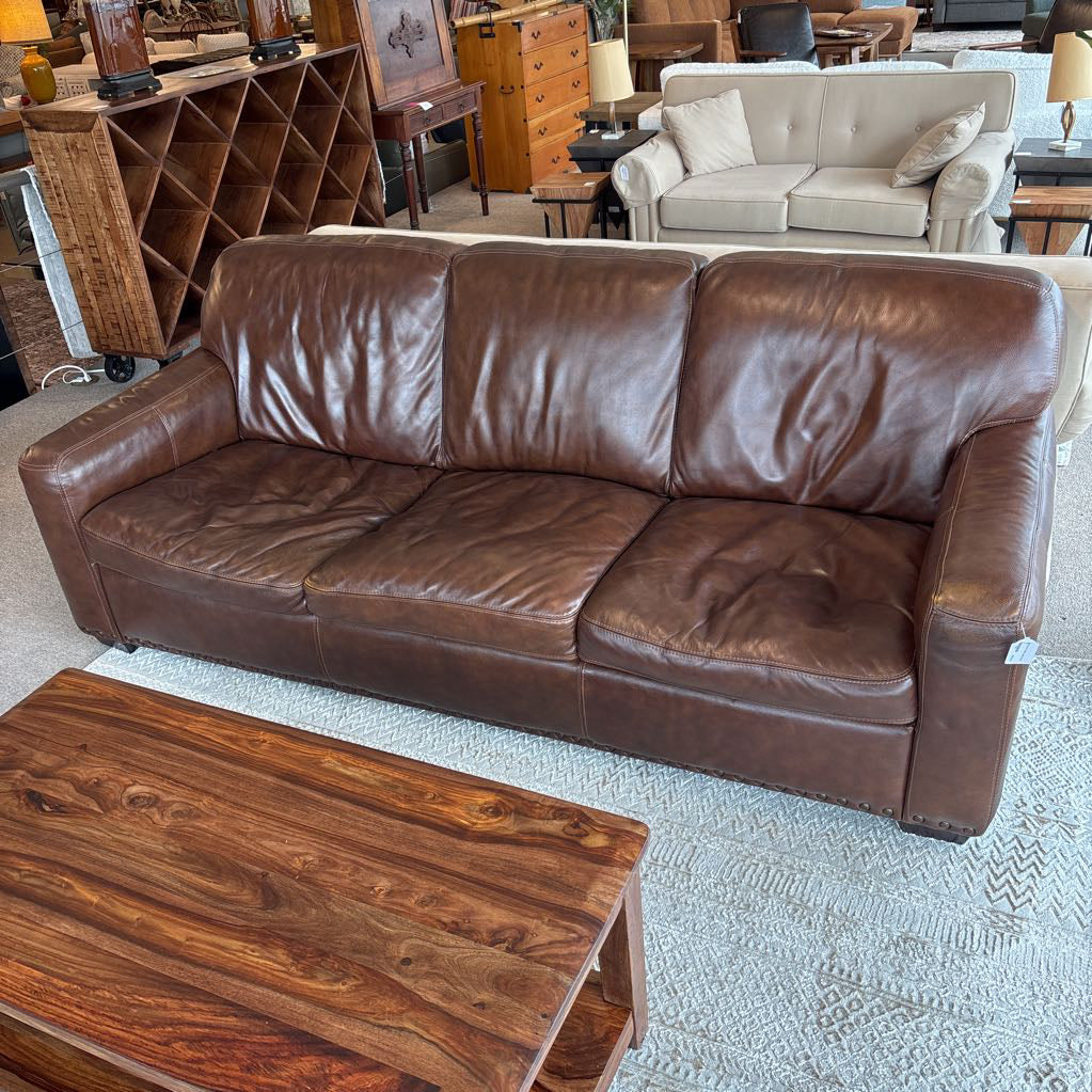 Dark Brown 3 Seat Leather Sofa