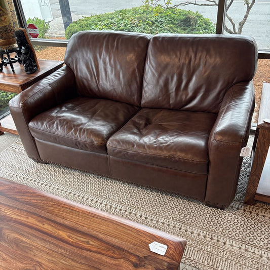 Dark Brown 2 Seat Leather Loveseat