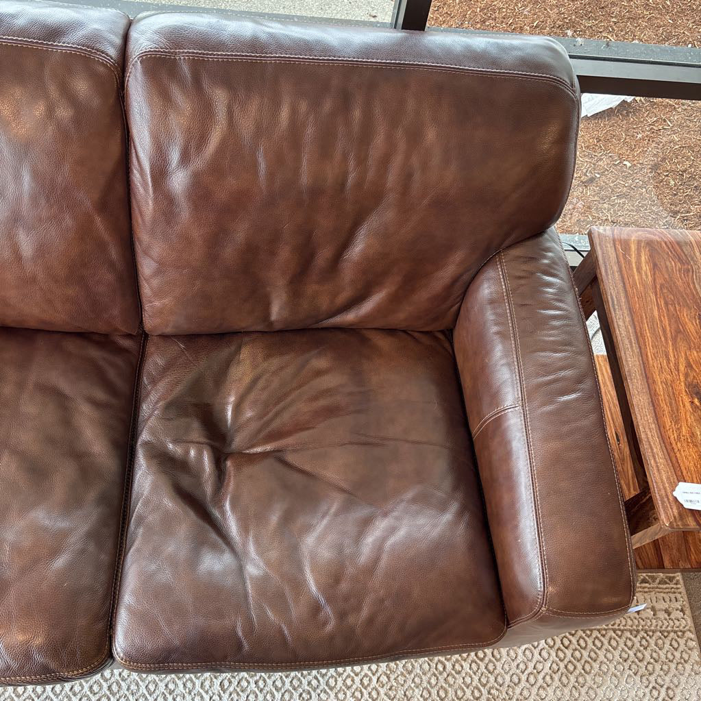 Dark Brown 2 Seat Leather Loveseat