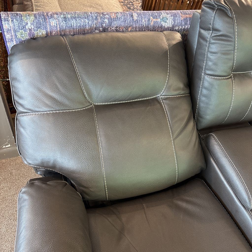 Dark Brown Leather Power Recliner w/Cup Holders