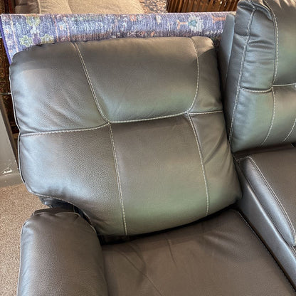 Dark Brown Leather Power Recliner w/Cup Holders