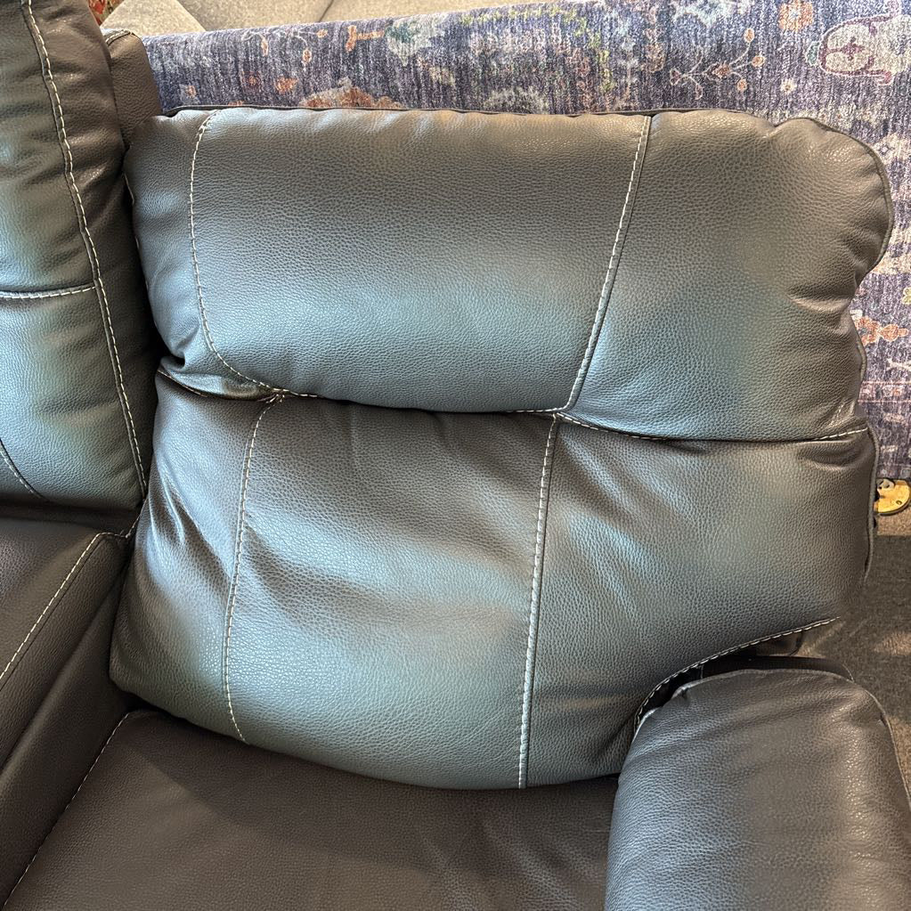 Dark Brown Leather Power Recliner w/Cup Holders