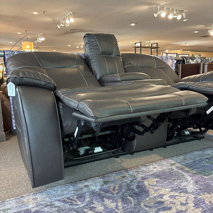 Dark Brown Leather Power Recliner w/Cup Holders