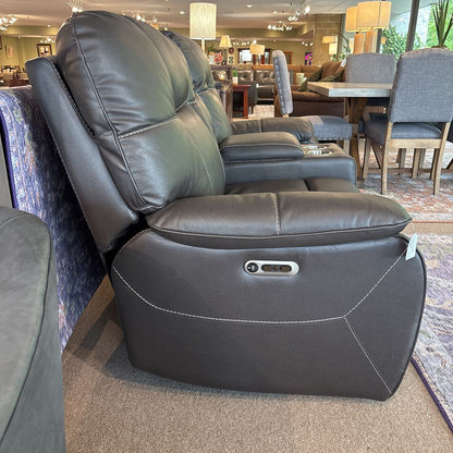 Dark Brown Leather Power Recliner w/Cup Holders