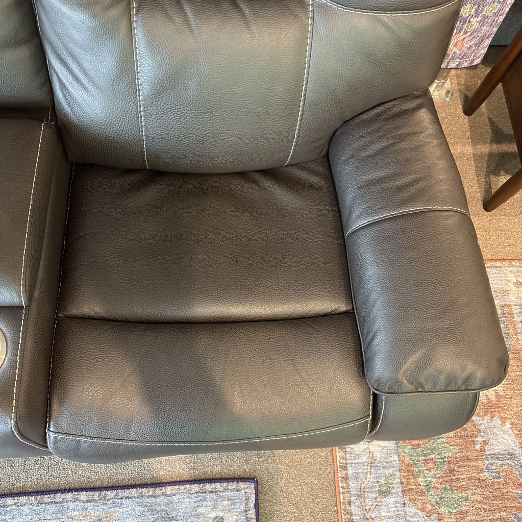 Dark Brown Leather Power Recliner w/Cup Holders