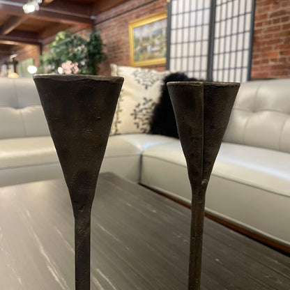 Pottery Barn Cast Metal Candleholder SET OF 2