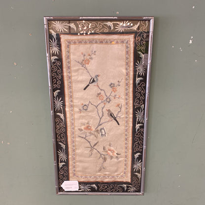 Chinese Embroidered Silk Birds & Flowers Tapestry ART